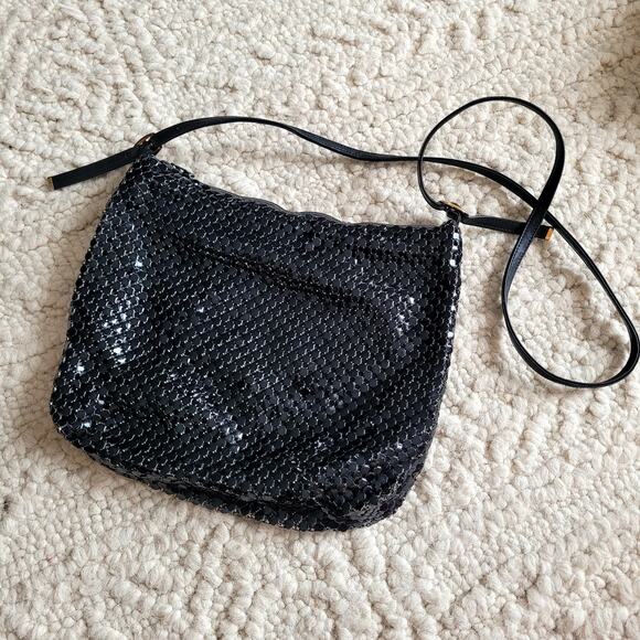 Vintage Whiting and Davis Metal Mesh Purse Black Bag - Picture 1 of 6